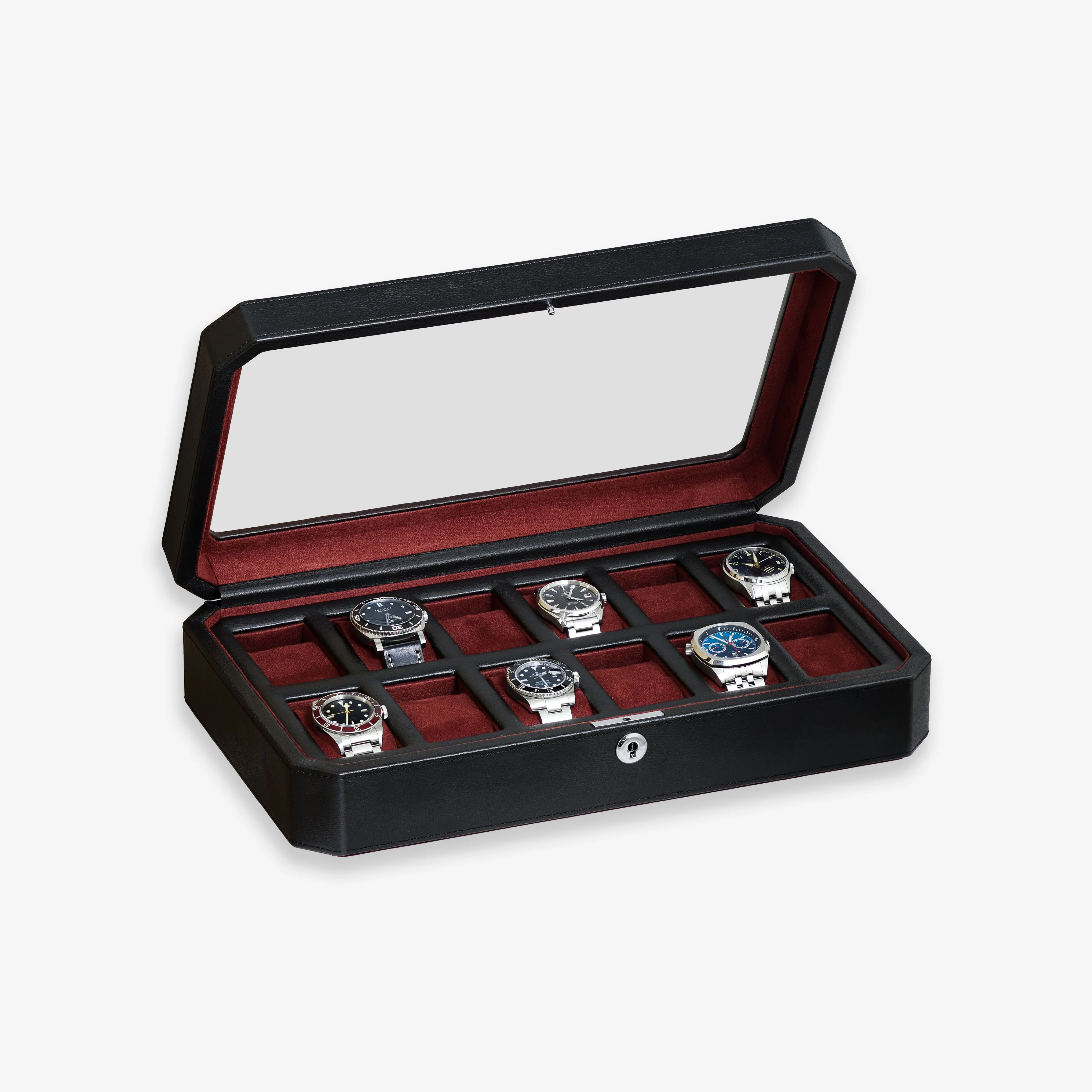 12 Slot Watch Box (Black / Red) - Image 5