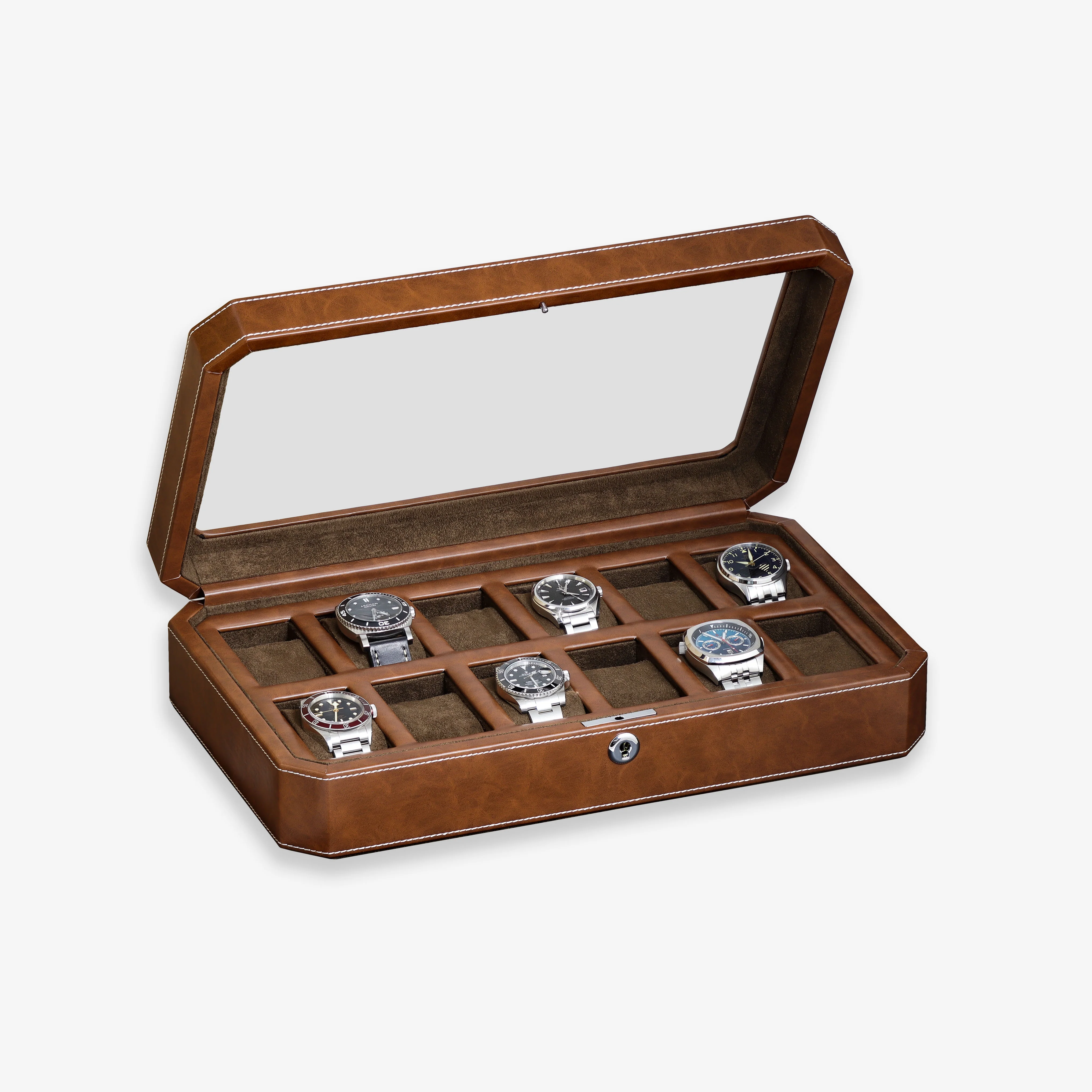 12 Slot Watch Box (Tan / Brown) - Image 3