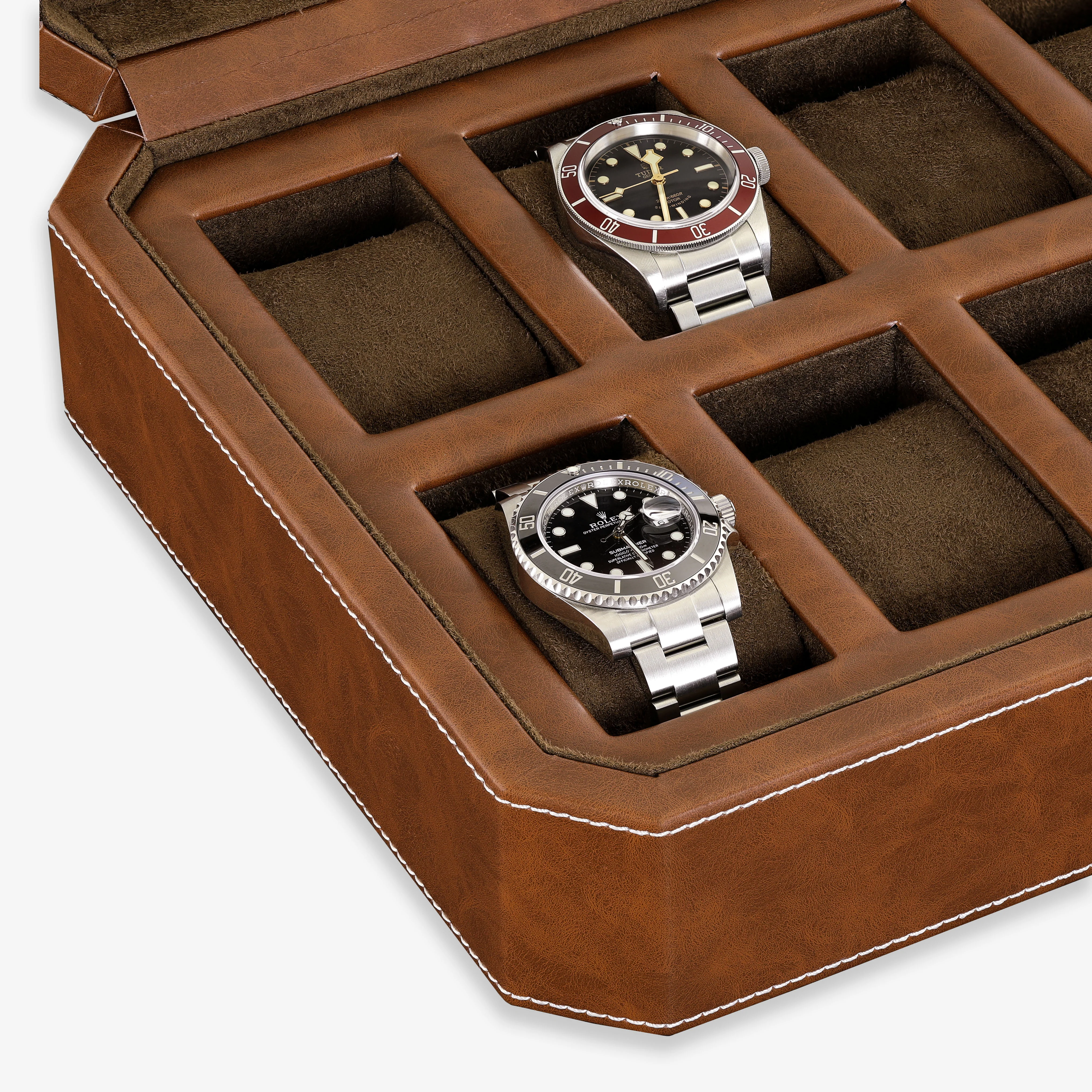 12 Slot Watch Box (Tan / Brown) - Image 5
