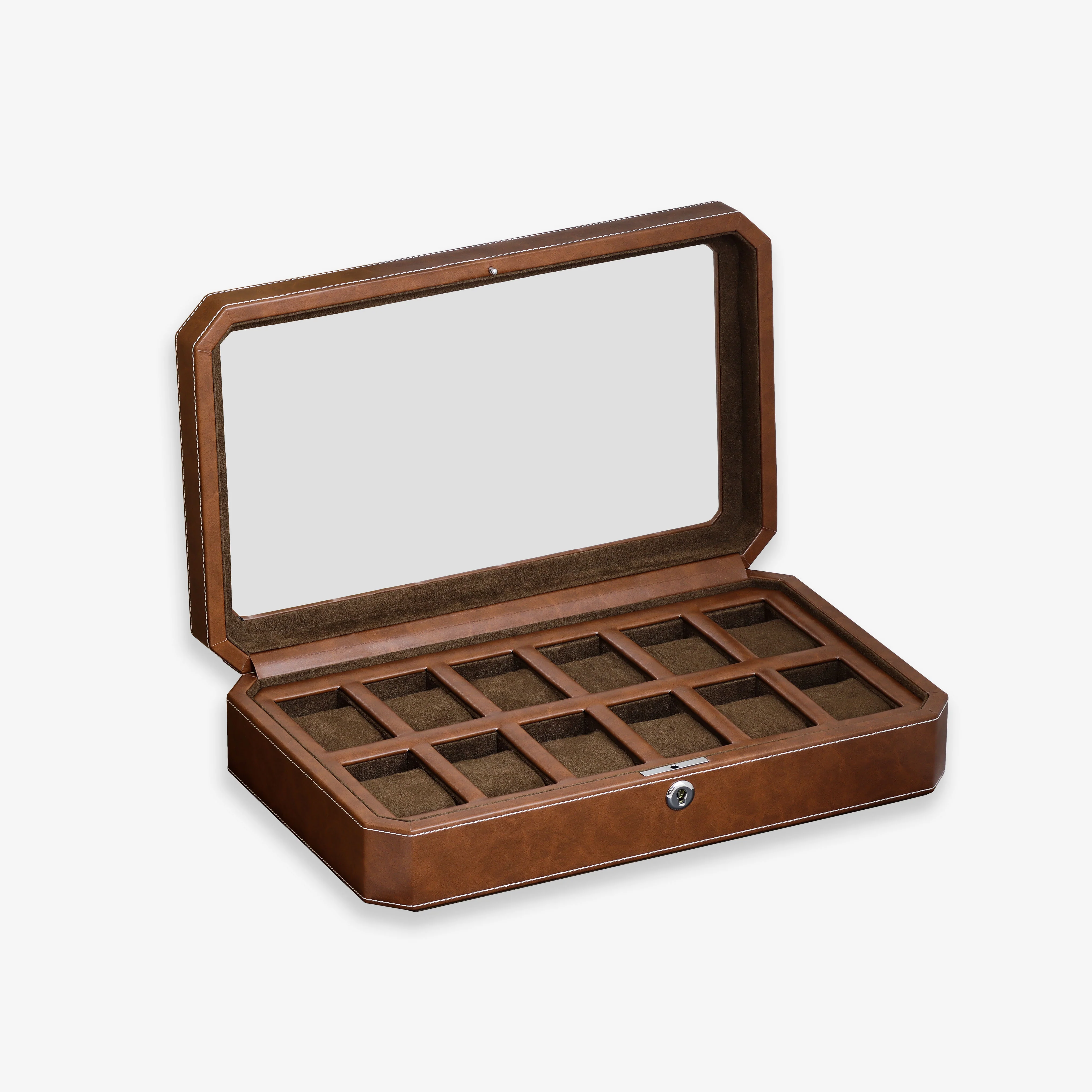 12 Slot Watch Box (Tan / Brown) - Image 6