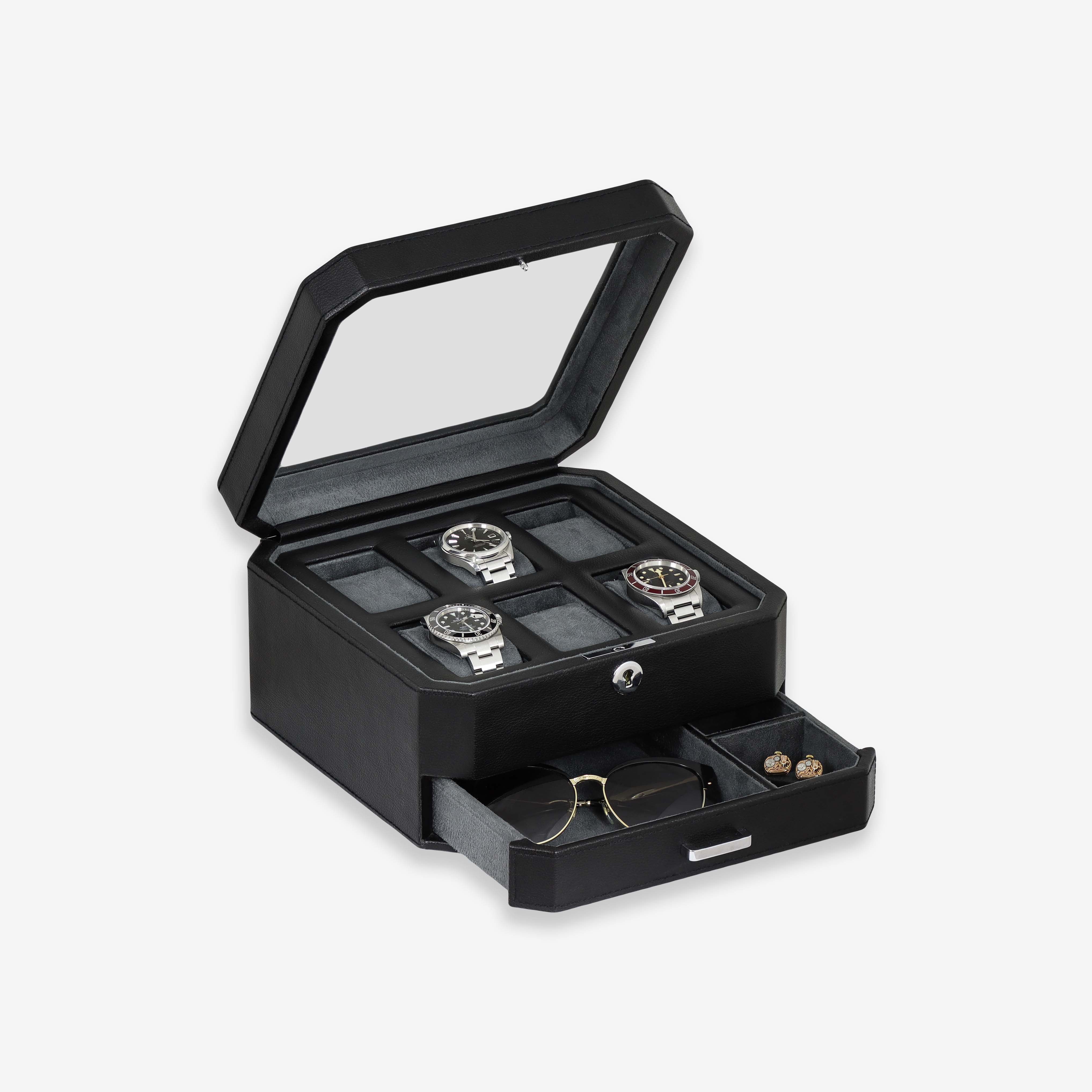 6 Slot Watch Box (Black / Grey) - Image 3