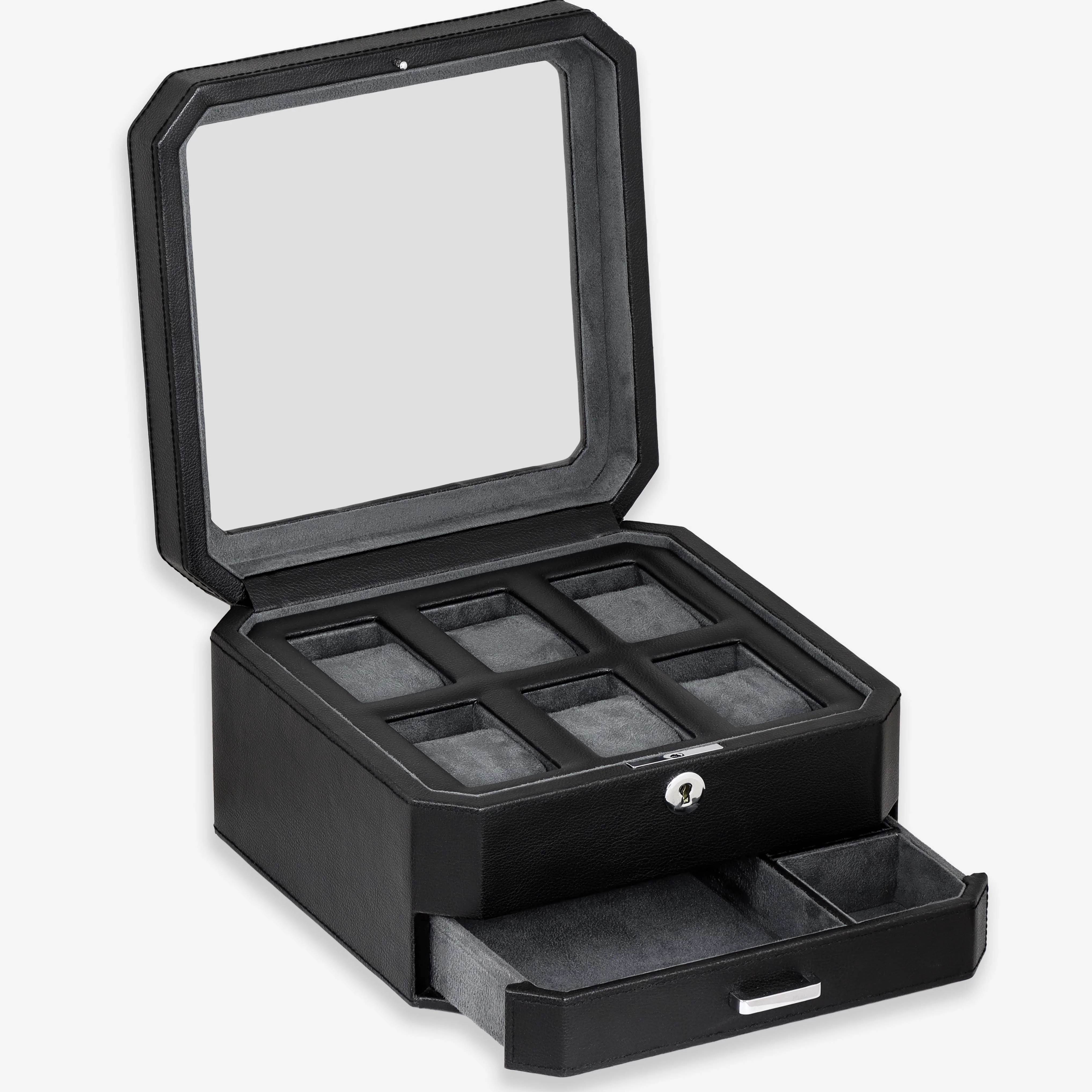 6 Slot Watch Box (Black / Grey) - Image 4