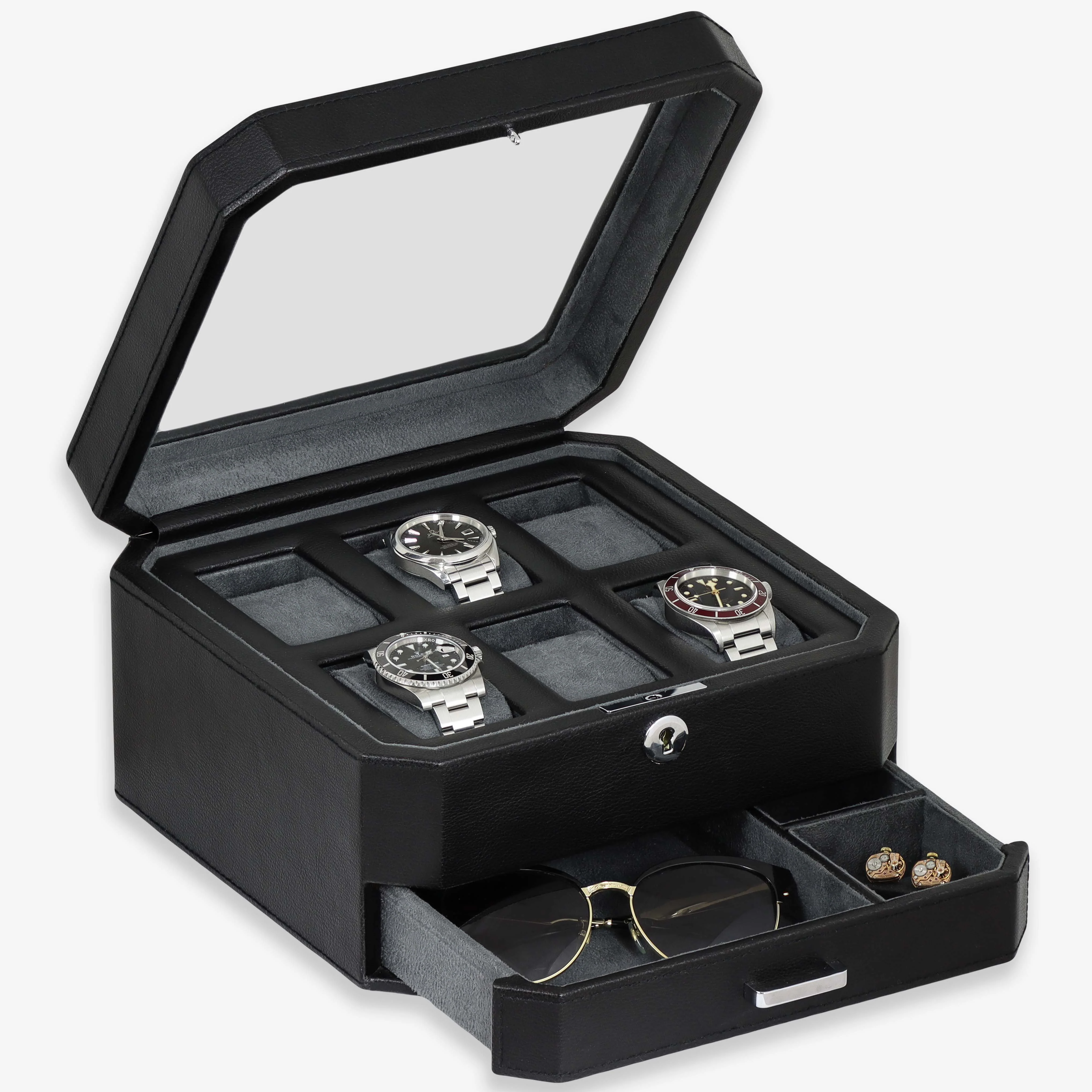 6 Slot Watch Box (Black / Grey) - Image 5