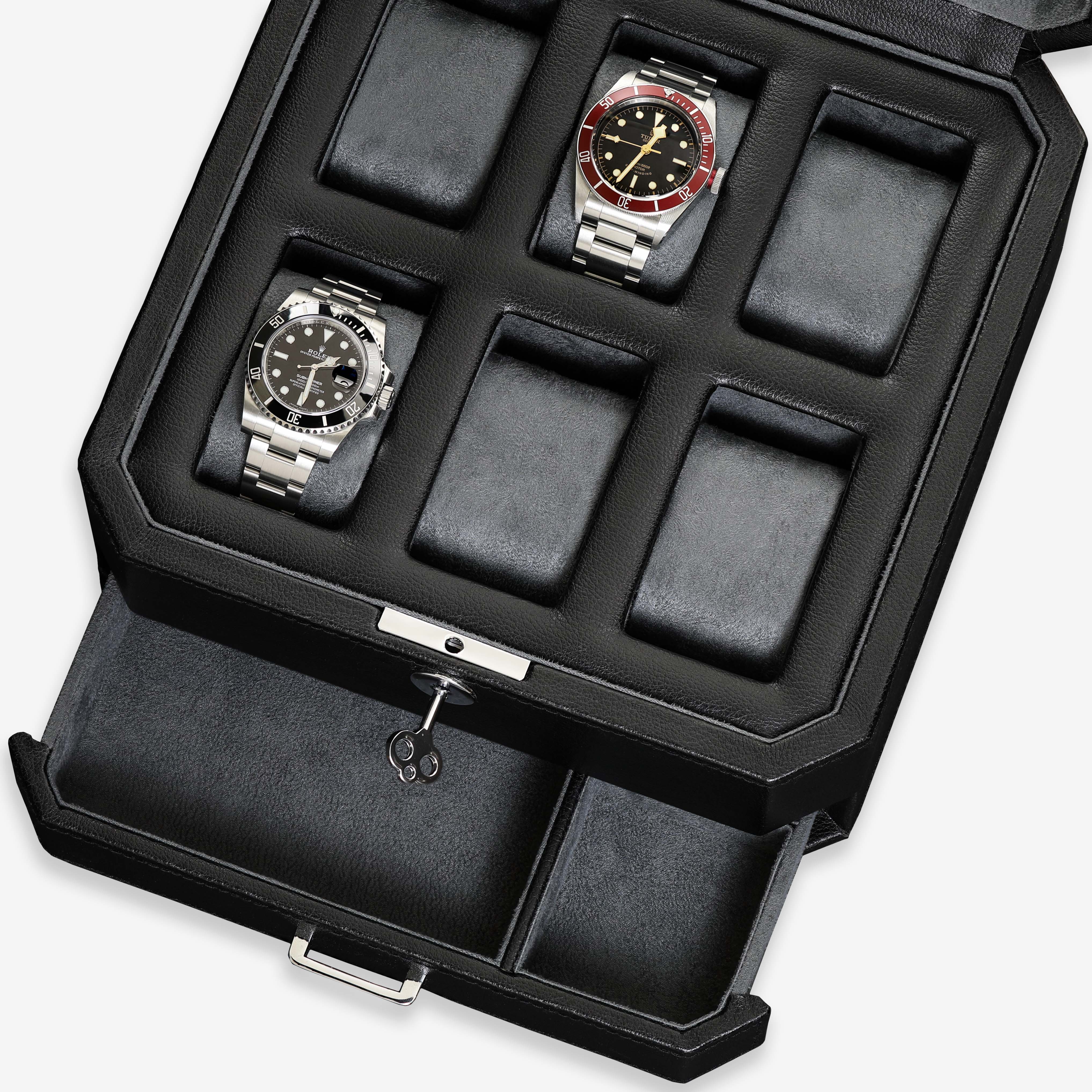 6 Slot Watch Box (Black / Grey) - Image 8