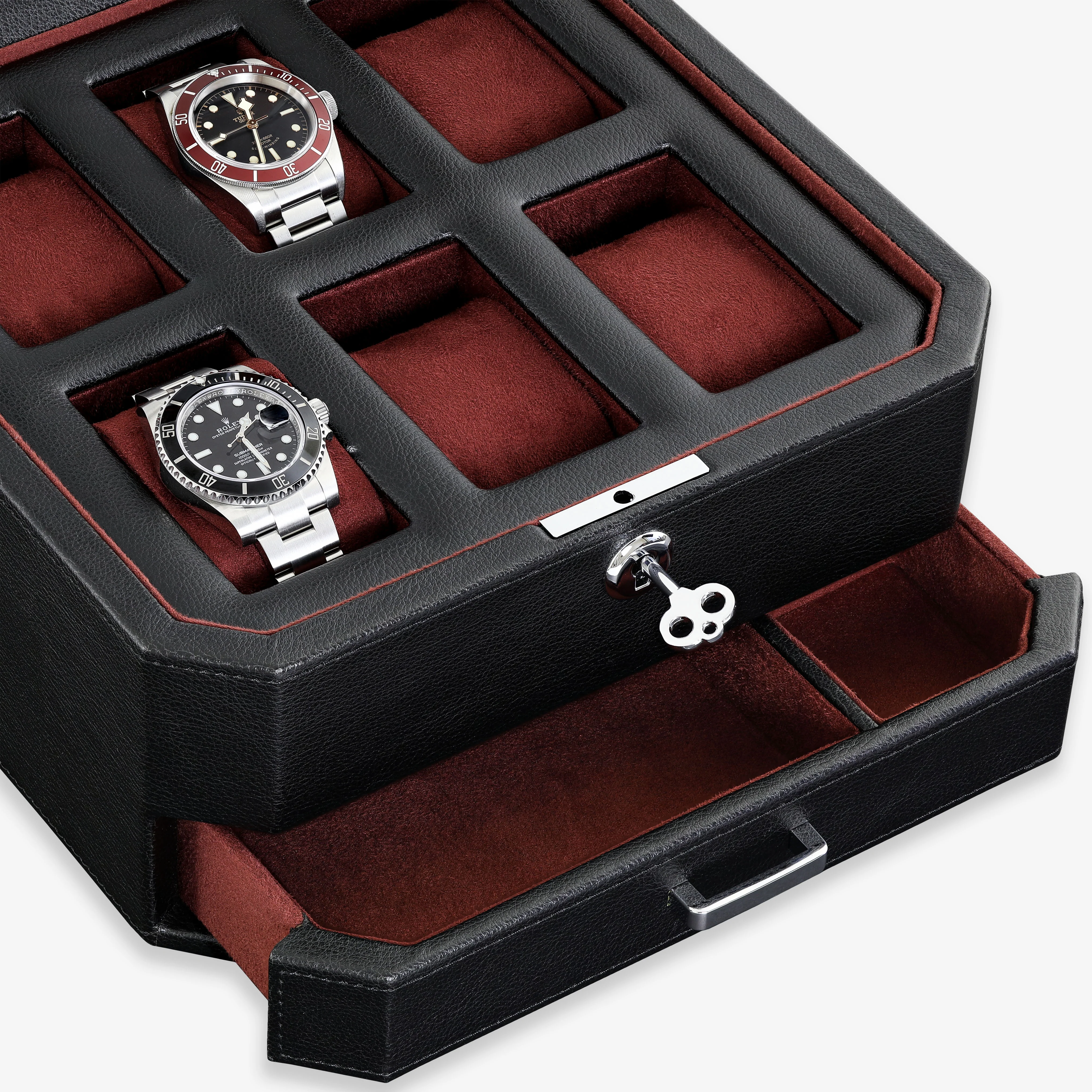 6 Slot Watch Box (Black / Red) - Image 3