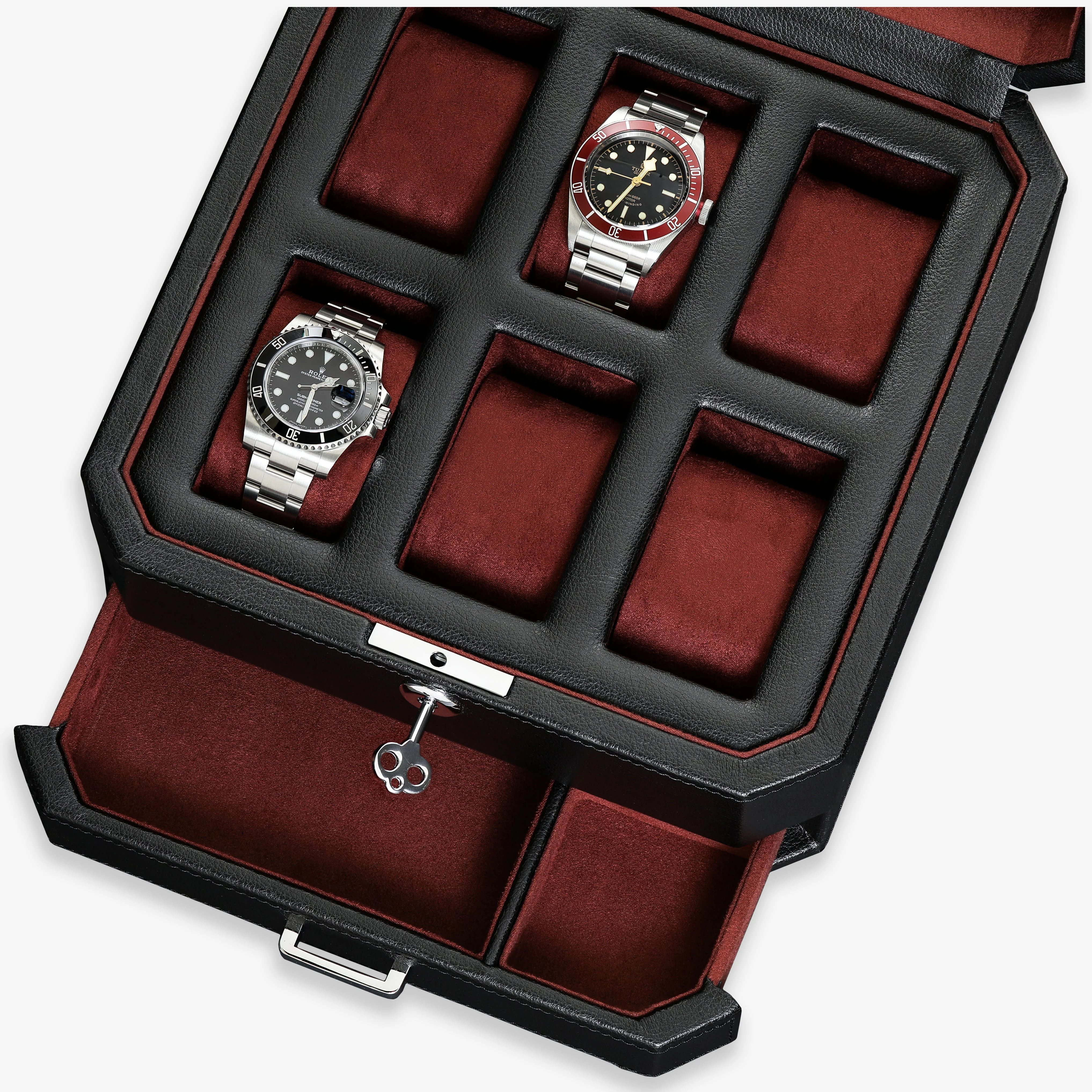 6 Slot Watch Box (Black / Red) - Image 4