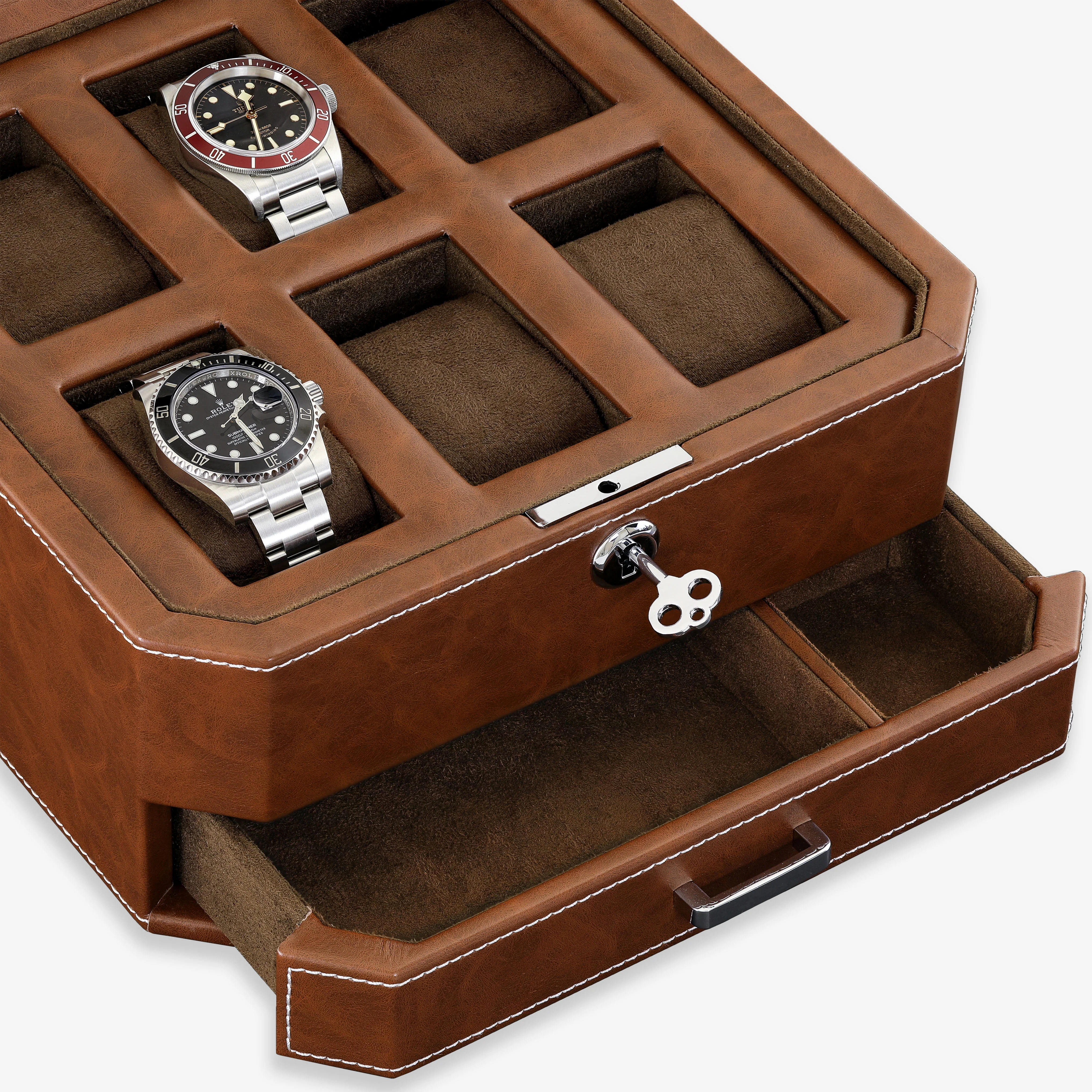 6 Slot Watch Box (Tan / Brown) - Image 4