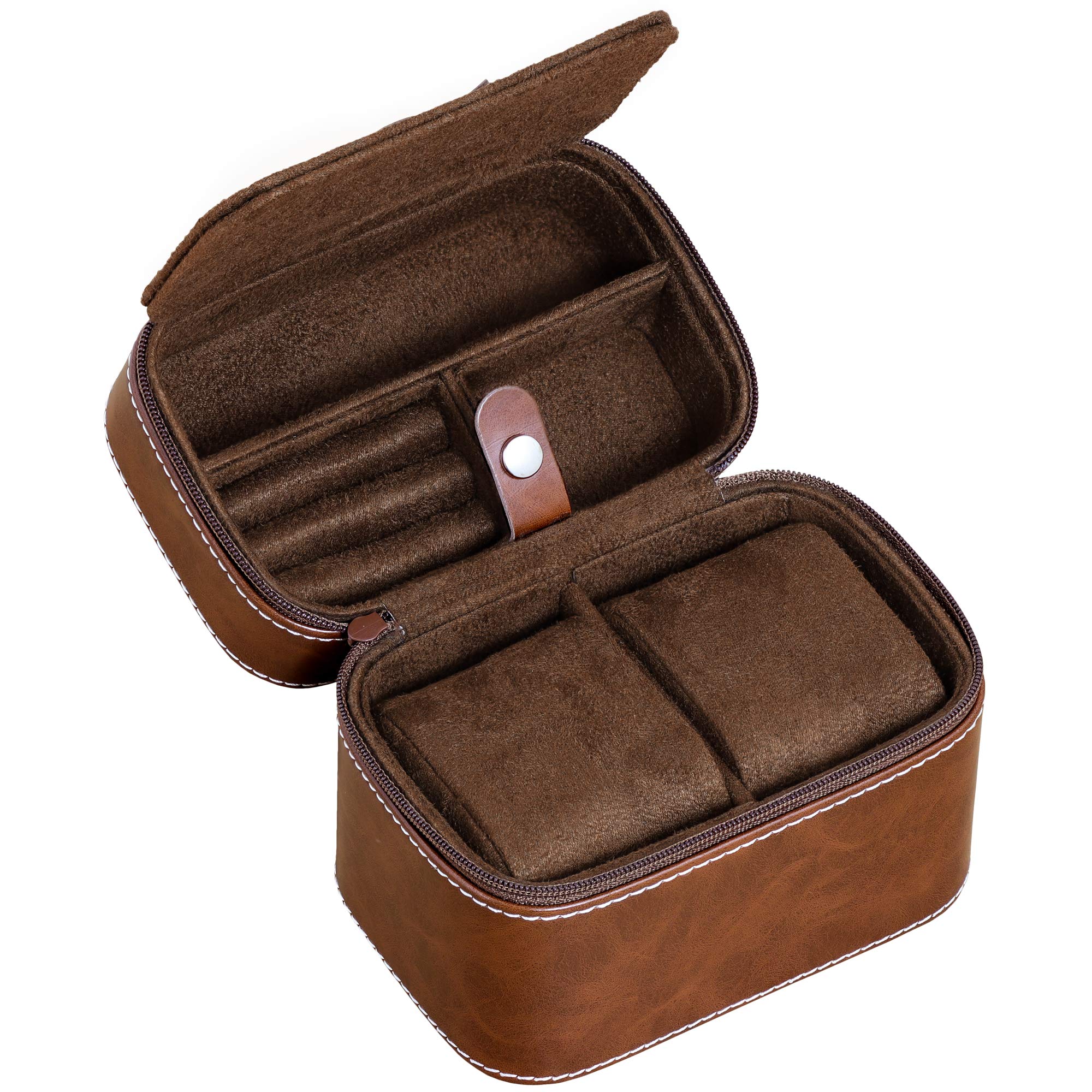 ROTHWELL Gift Set 6 Slot Watch Box and 2 Watch Travel Case (Tan/Brown) - Image 6