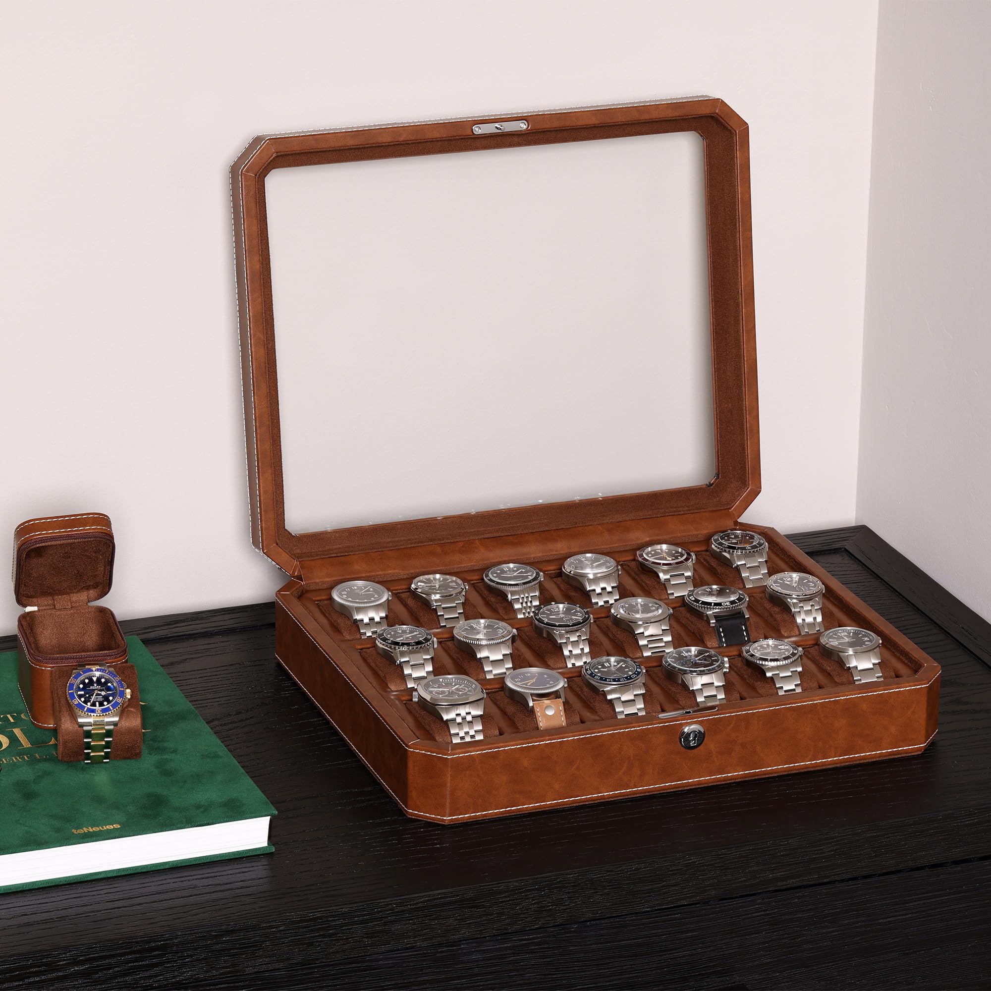 ROTHWELL 18 Slot Watch Case (Tan/Brown) - Image 3