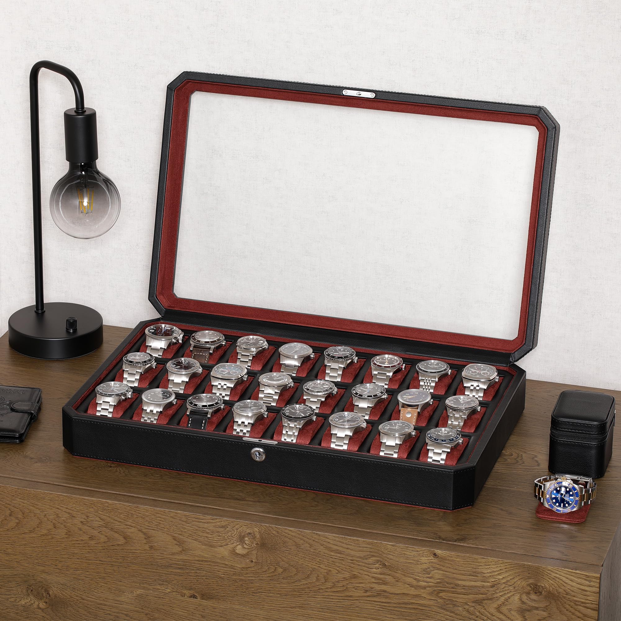 ROTHWELL 24 Slot Watch Case (Black/Red) - Image 3