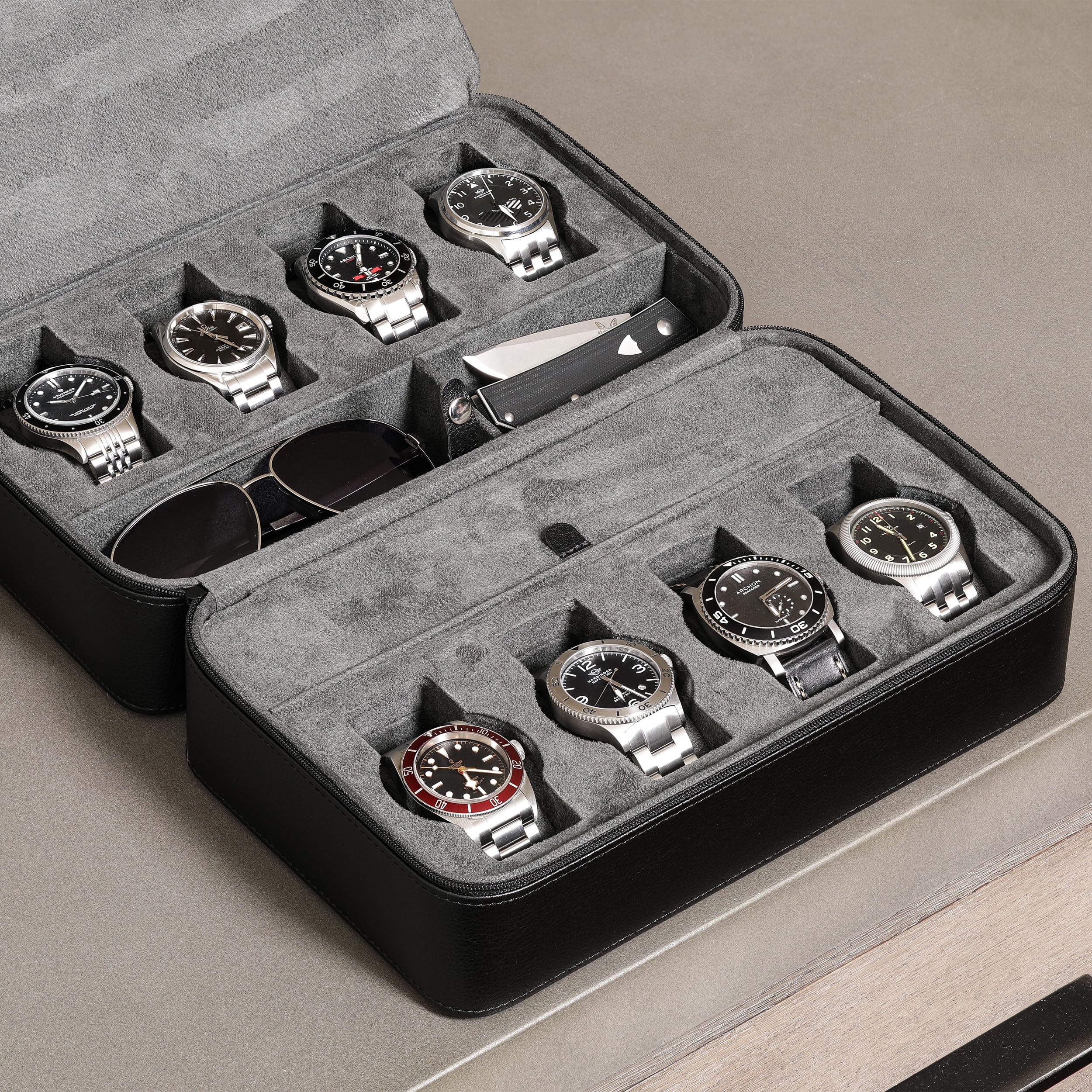 ROTHWELL 8 Watch Travel Case (Black/Grey) - Image 3