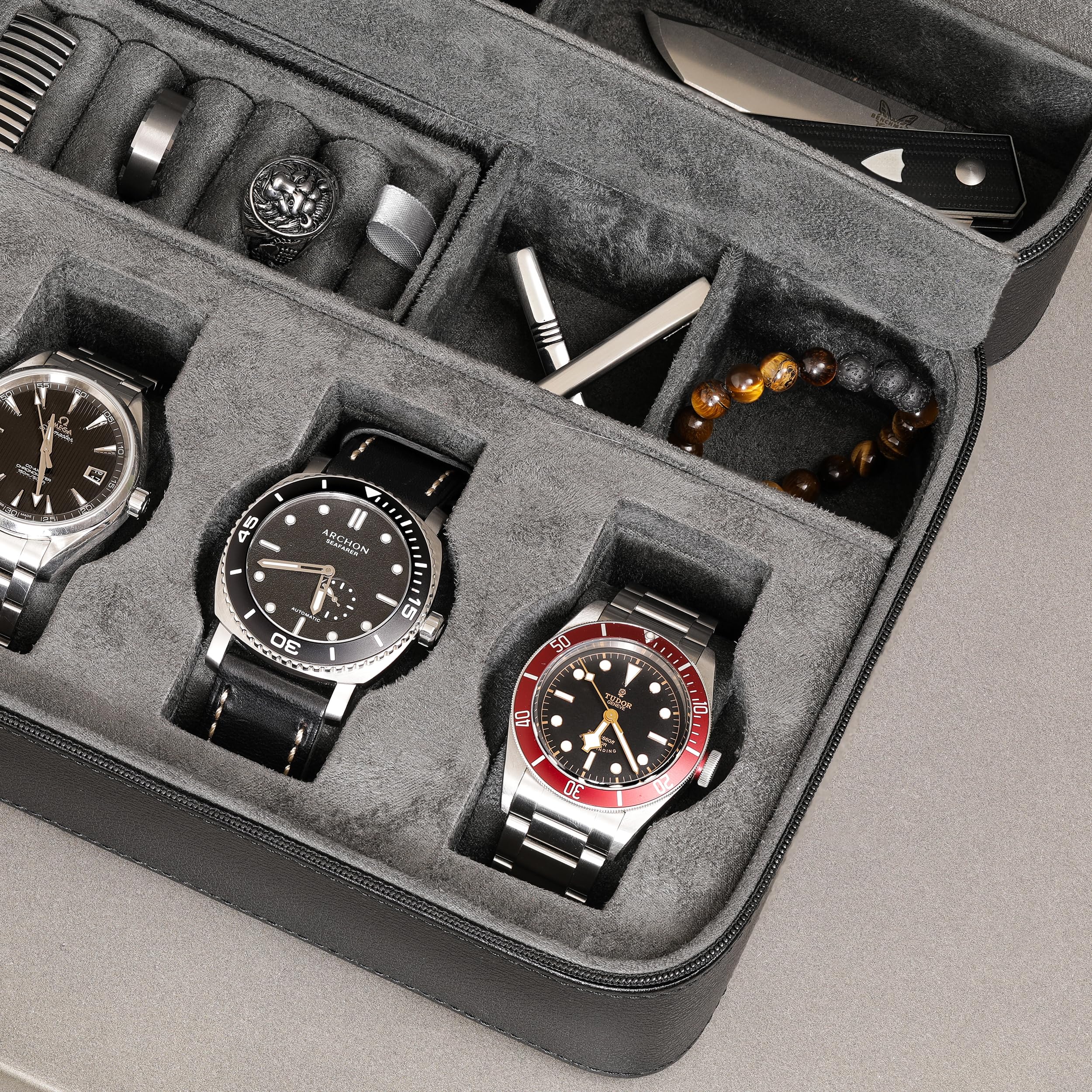 ROTHWELL 8 Watch Travel Case (Black/Grey) - Image 4