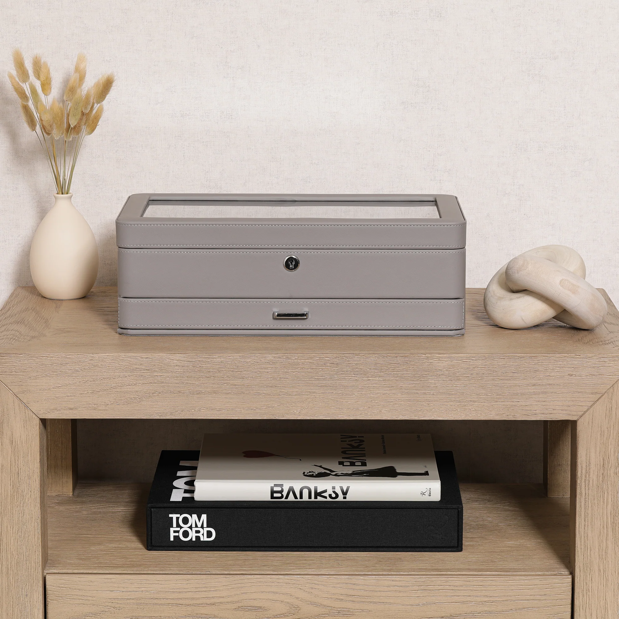 12 Slot Watch Box with Drawer (Stone) - Image 3